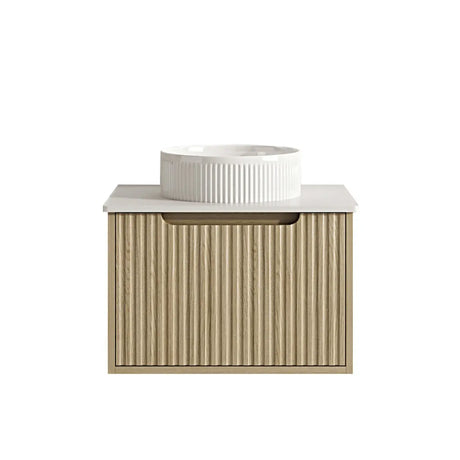 Fluted Rhea 600mm Wall-Hung Cabinet - Natural Oak mercioaustralia