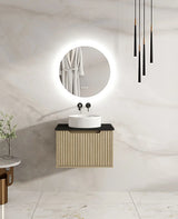 Fluted Rhea 600mm Wall-Hung Cabinet - Natural Oak mercioaustralia