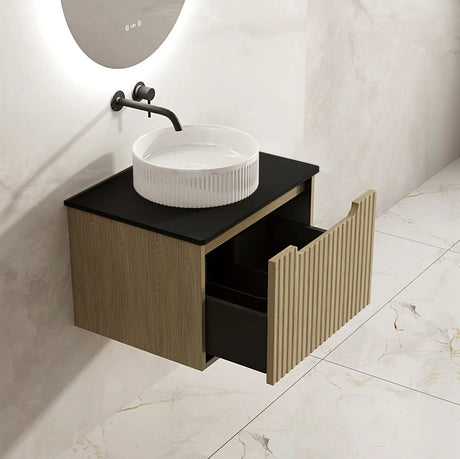 Fluted Rhea 600mm Wall-Hung Cabinet - Natural Oak mercioaustralia