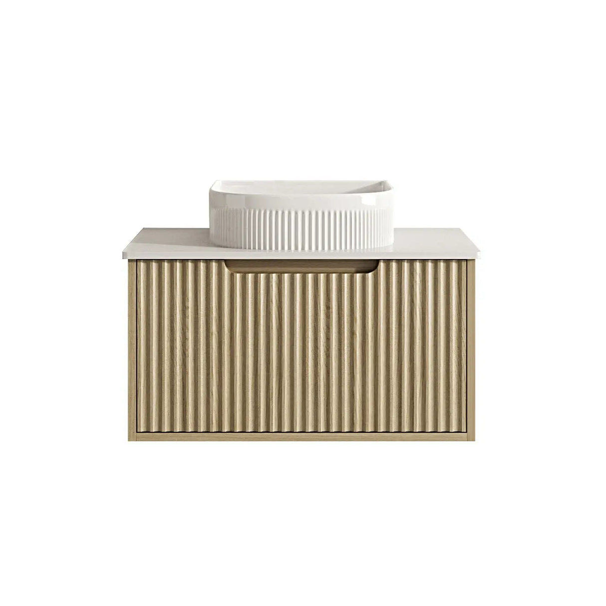 Fluted Rhea 750mm Wall-Hung Cabinet - Natural Oak mercioaustralia
