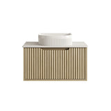 Fluted Rhea 750mm Wall-Hung Cabinet - Natural Oak mercioaustralia