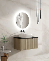 Fluted Rhea 750mm Wall-Hung Cabinet - Natural Oak mercioaustralia