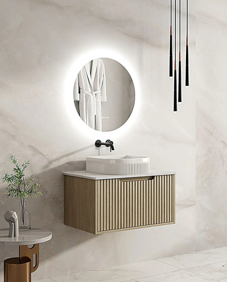Fluted Rhea 750mm Wall-Hung Cabinet - Natural Oak mercioaustralia