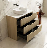 Fluted Rhea 900mm Freestanding Cabinet - Natural Oak mercioaustralia
