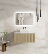 Fluted Rhea 900mm Wall-Hung Cabinet - Natural Oak mercioaustralia