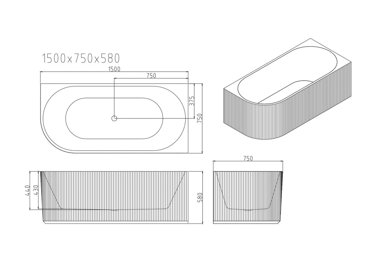 Rose V-Groove Corner Bathtub - Matt White mercioaustralia