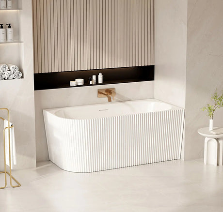 Rose V-Groove Corner Bathtub - Matt White mercioaustralia