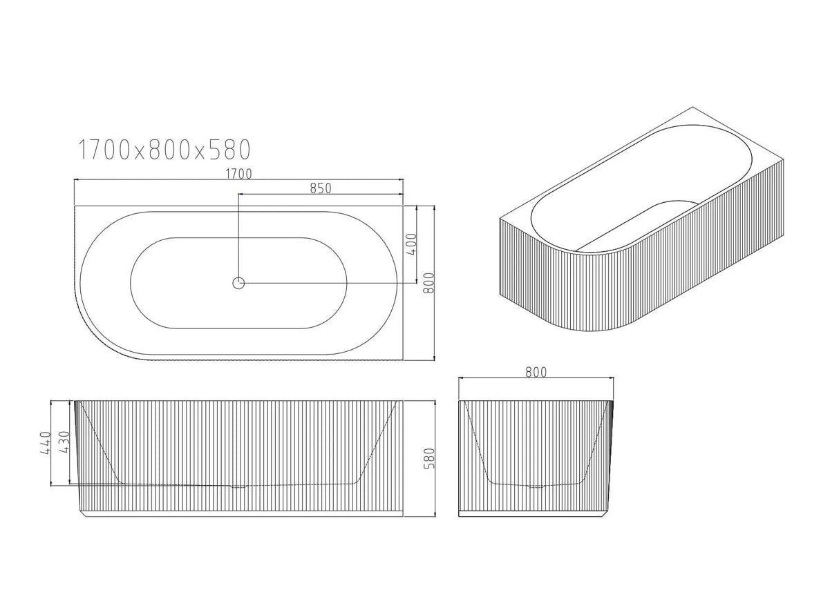 Rose V-Groove Corner Bathtub - Matt White mercioaustralia
