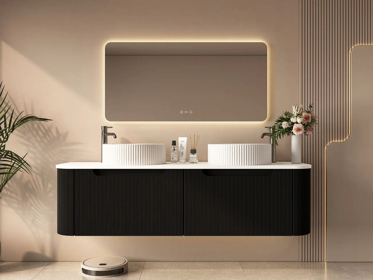 Rome 1500mm Wall-Hung Cabinet - Matt Black mercioaustralia