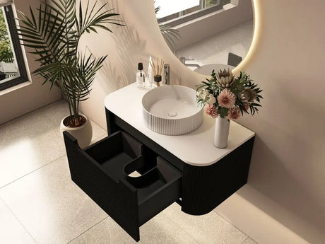 Rome 900mm Wall-Hung Cabinet - Matt Black mercioaustralia