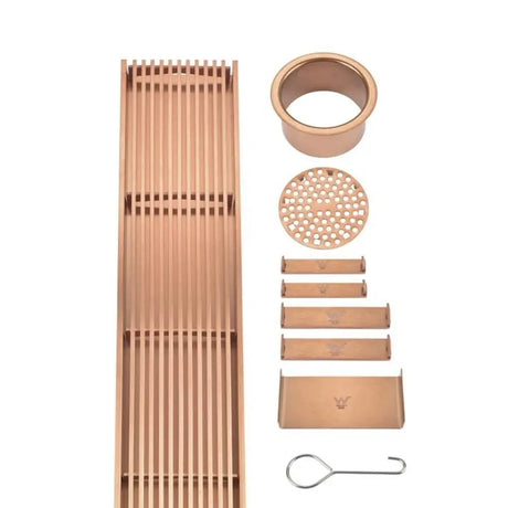Wide Rose Gold Linear Floor Grate 800~900 (L) X 100 (W) MM Somer