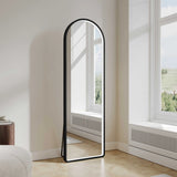 Saga 500×1600mm Freestanding LED Arch Mirror - Matt Black mercioaustralia