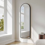Saga 500×1600mm Freestanding LED Arch Mirror - Matt Black mercioaustralia