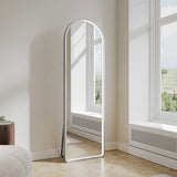 Saga 500×1600mm Freestanding LED Arch Mirror - Brushed Nickel mercioaustralia