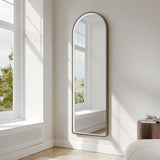 Saga 500×1600mm Freestanding LED Arch Mirror - Gun Metal mercioaustralia