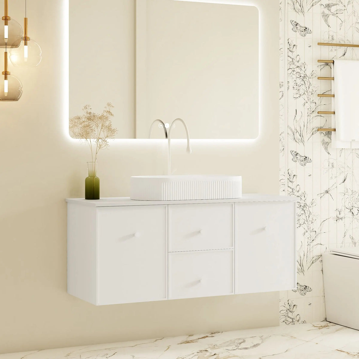 Seattle 1200mm Wall-Hung Cabinet - Matt White mercioaustralia