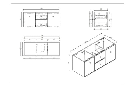 Seattle 1200mm Wall-Hung Cabinet - Matt White mercioaustralia