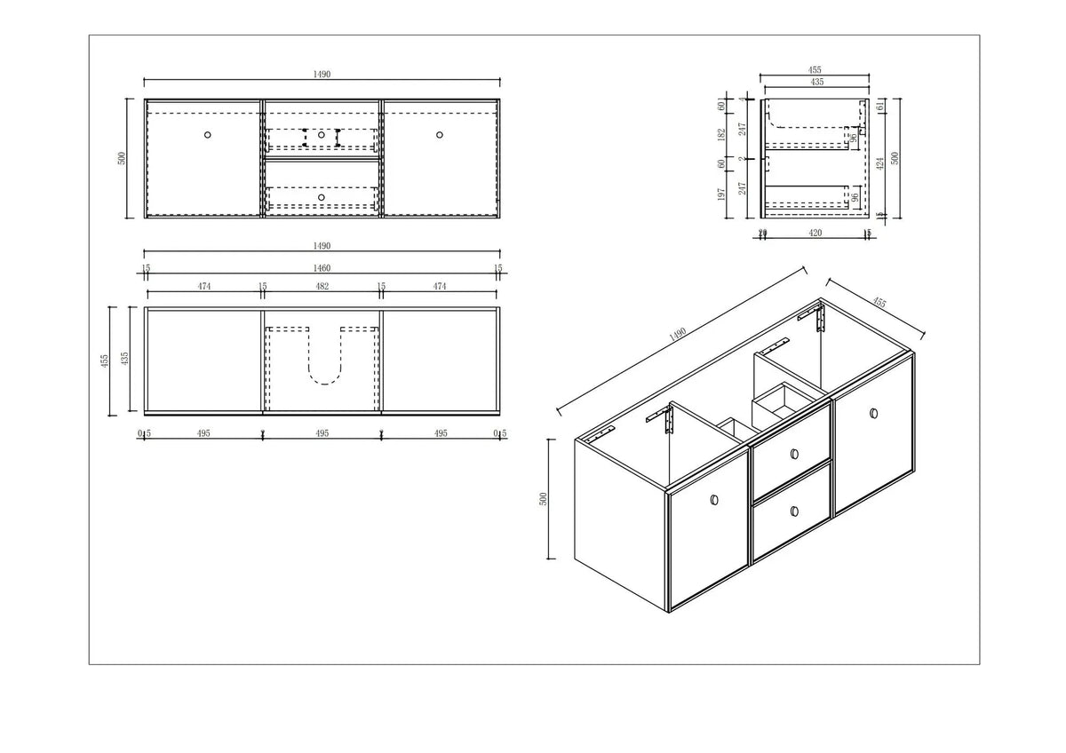 Seattle 1500mm Wall-Hung Cabinet - Matt White mercioaustralia