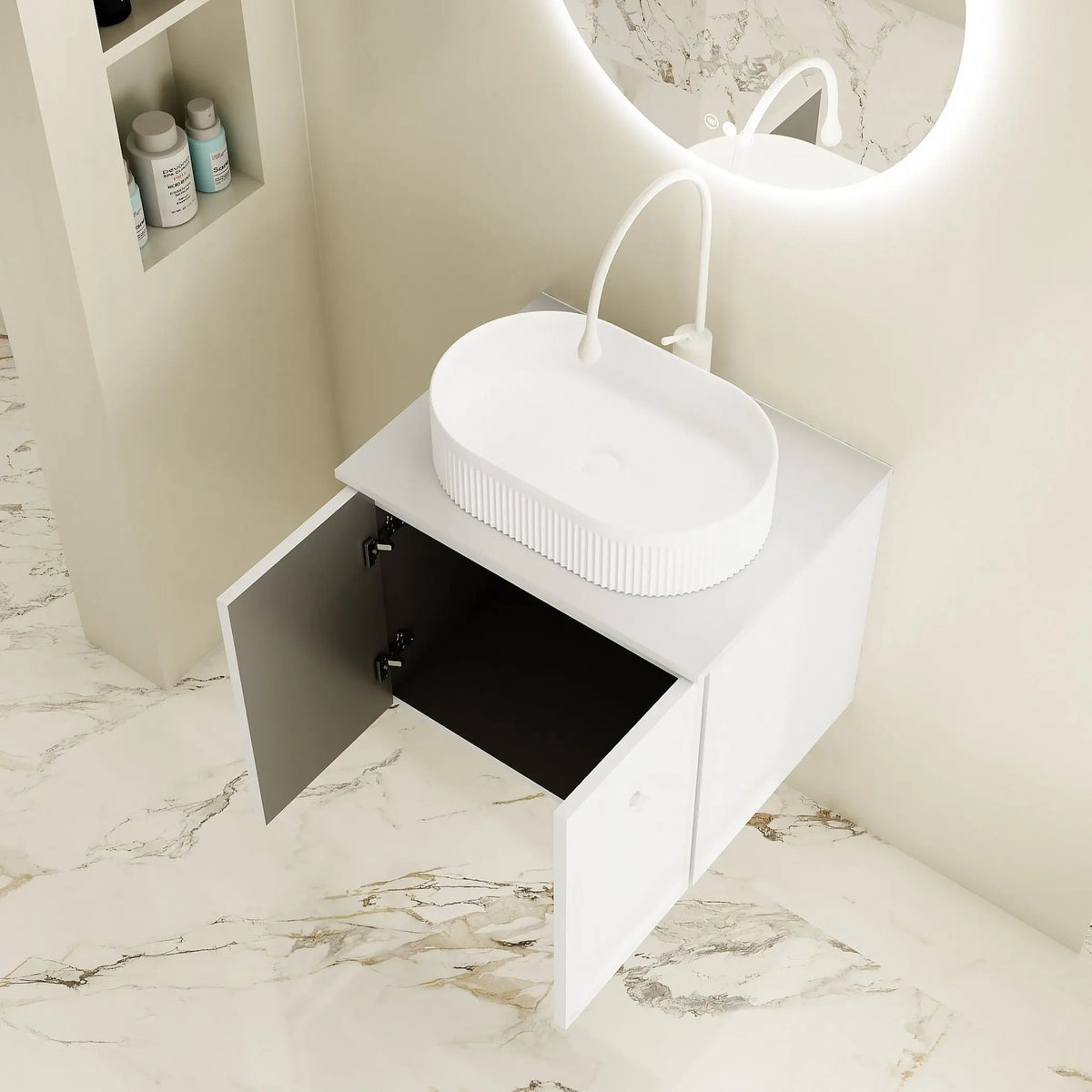 Seattle 600mm Wall-Hung Cabinet - Matt White mercioaustralia