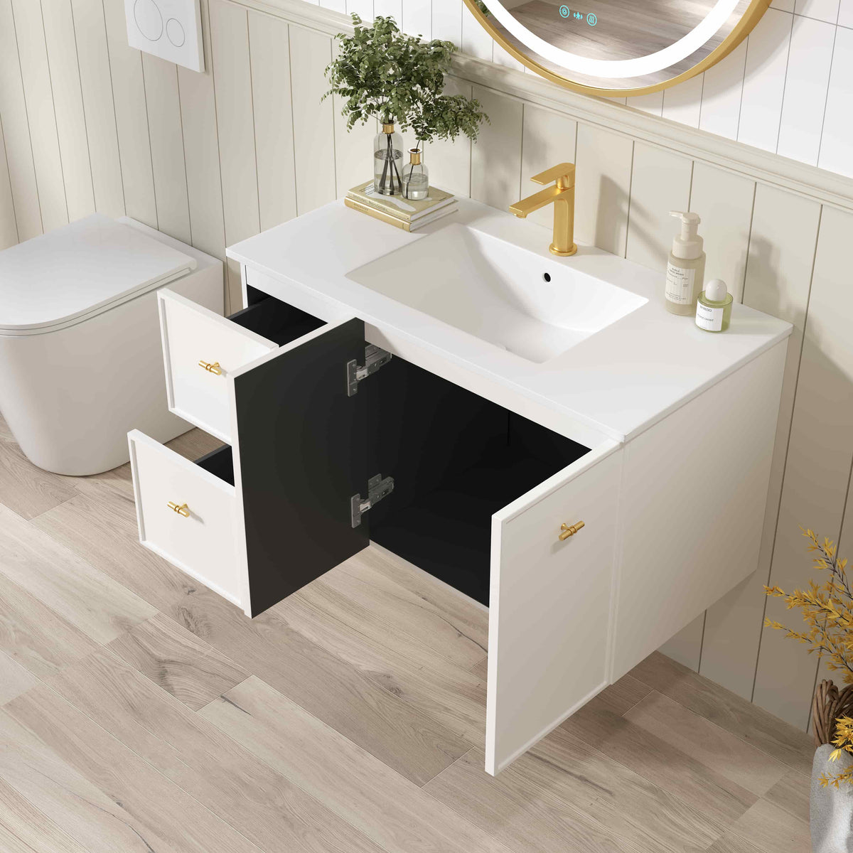 Seattle 900mm Wall-Hung Cabinet - Matt White mercioaustralia