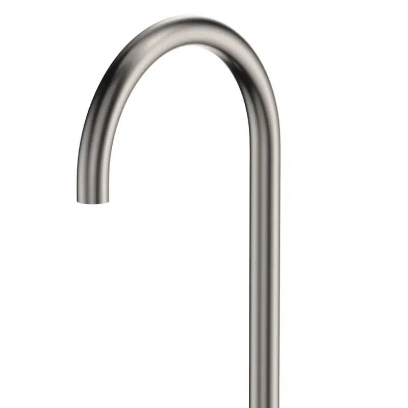Kaya Gooseneck Floor Mounted Bath Outlet, Brushed Nickel fienza