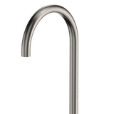 Kaya Gooseneck Floor Mounted Bath Outlet, Brushed Nickel fienza