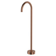 Kaya Gooseneck Floor Mounted Bath Outlet, Brushed Copper fienza