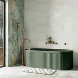 Kaya Gooseneck Floor Mounted Bath Outlet, Brushed Copper fienza