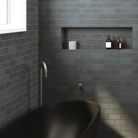 Kaya Gooseneck Floor Mounted Bath Outlet, Gun Metal fienza