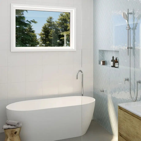 Kaya Gooseneck Floor Mounted Bath Outlet, Chrome fienza