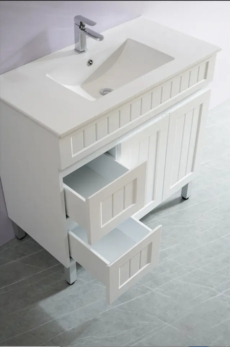 ACACIA SHAKER Matte White PVC Floor Vanity 900 Poseidon