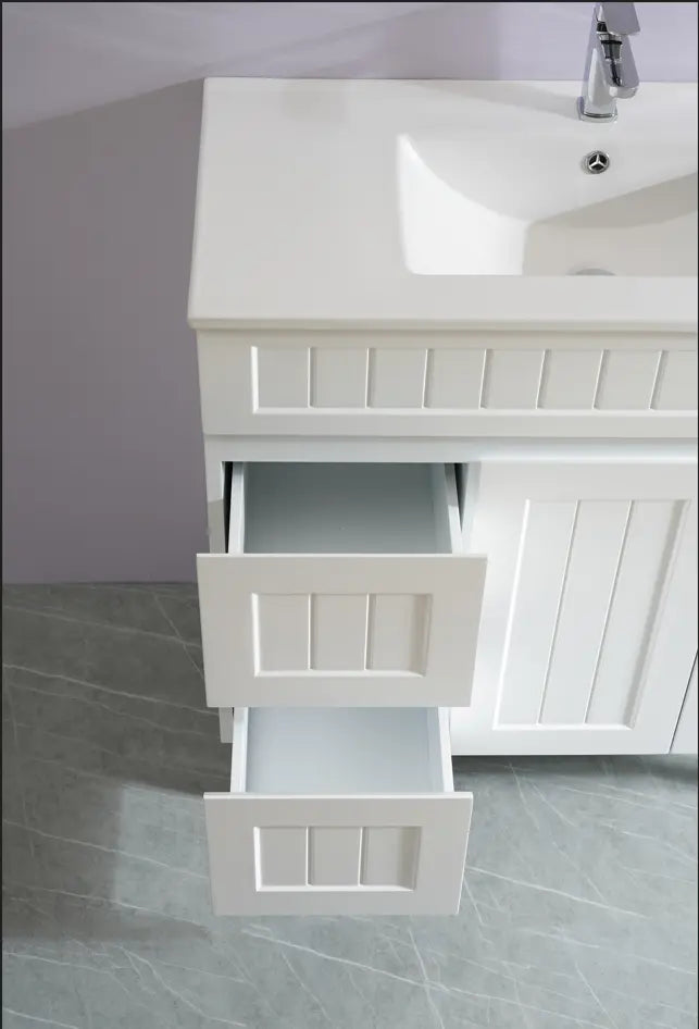 ACACIA SHAKER Matte White PVC Floor Vanity 900 Poseidon