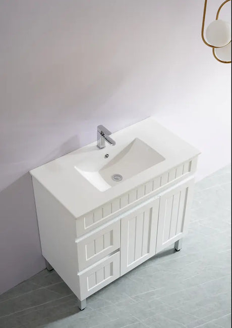 ACACIA SHAKER Matte White PVC Floor Vanity 900 Poseidon