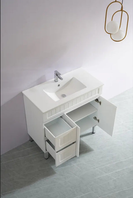 ACACIA SHAKER Matte White PVC Floor Vanity 900 Poseidon