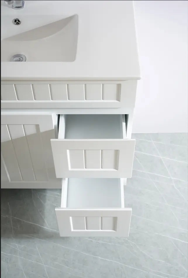 ACACIA SHAKER Matte White PVC Floor Vanity 900 Poseidon
