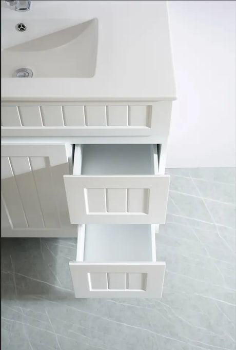 ACACIA SHAKER Matte White PVC Floor Vanity 900 Poseidon