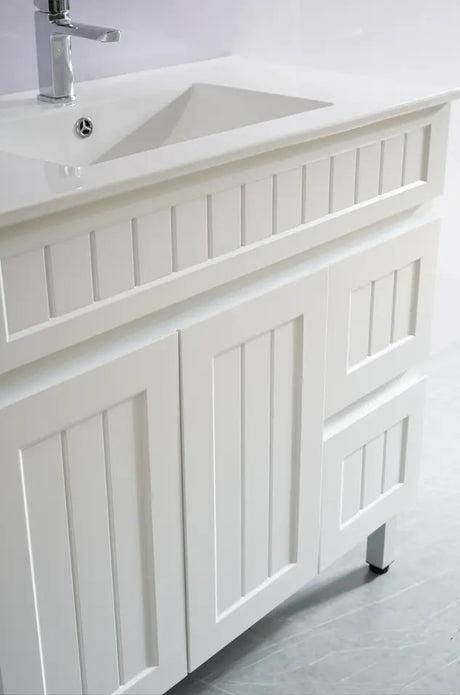 ACACIA SHAKER Matte White PVC Floor Vanity 900 Poseidon