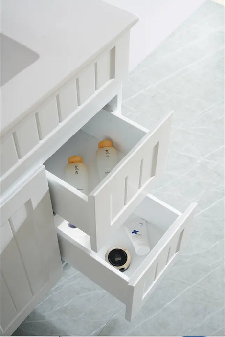 ACACIA SHAKER Matte White PVC Floor Vanity 900 Poseidon