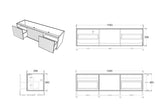Bellevue Slim PVC Wall Hung Vanity 1500mm (Single/Double Bowl) (Coastal Oak) Poseidon