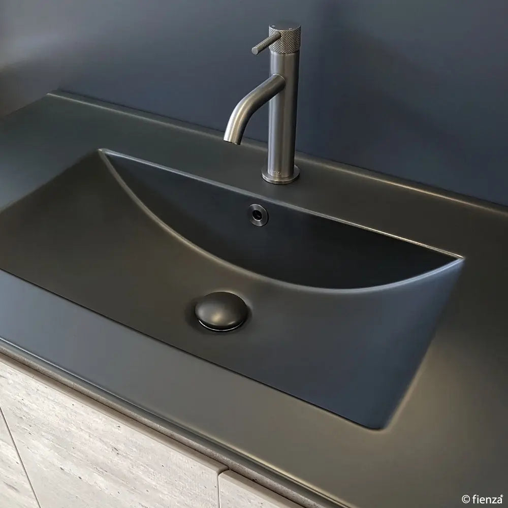 Dolce Matte Black Full Depth Ceramic Basin Top 1200 fienza