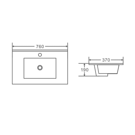 Mercio 750mm Slim Ceramic Top Vanity Basin mercioaustralia