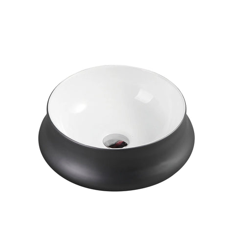 Trier 32 Counter-Top Round Basin - White with Gunmetal Finishing mercioaustralia