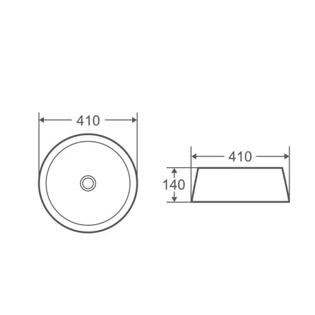 Trier 80 Counter-Top Round Basin - White with Art Matt Black mercioaustralia