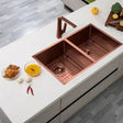 Handmade Stainless Steel Copper PVD Double Bowl Kitchen Sink 1.2mm (Top/Flush/Undermount) 820*457*230mm Aquaperla