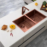 Handmade Stainless Steel Copper PVD Double Bowl Kitchen Sink 1.2mm (Top/Flush/Undermount) 820*457*230mm Aquaperla