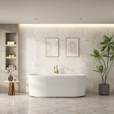 Tyler Freestanding Fluted Bathtub – Gloss White mercioaustralia