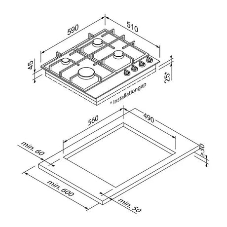 BLAUPUNKT 60CM GAS COOKTOP (STAINLESS STEEL) Blaupunkt
