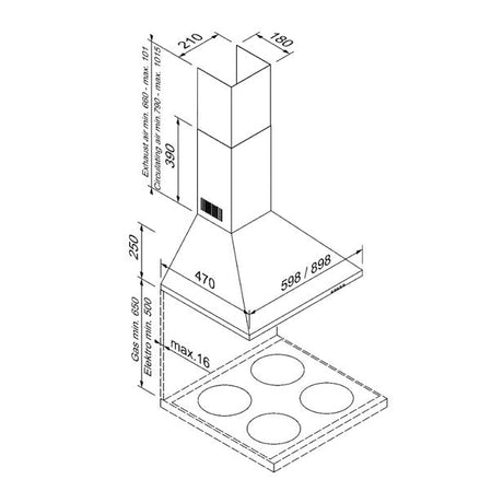 BLAUPUNKT 90CM WALL CANOPY RANGEHOOD (STAINLESS STEEL) Blaupunkt