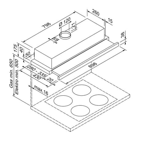 BLAUPUNKT 90CM SLIDEOUT UNDERMOUNT RANGE HOOD (STAINLESS STEEL) Blaupunkt
