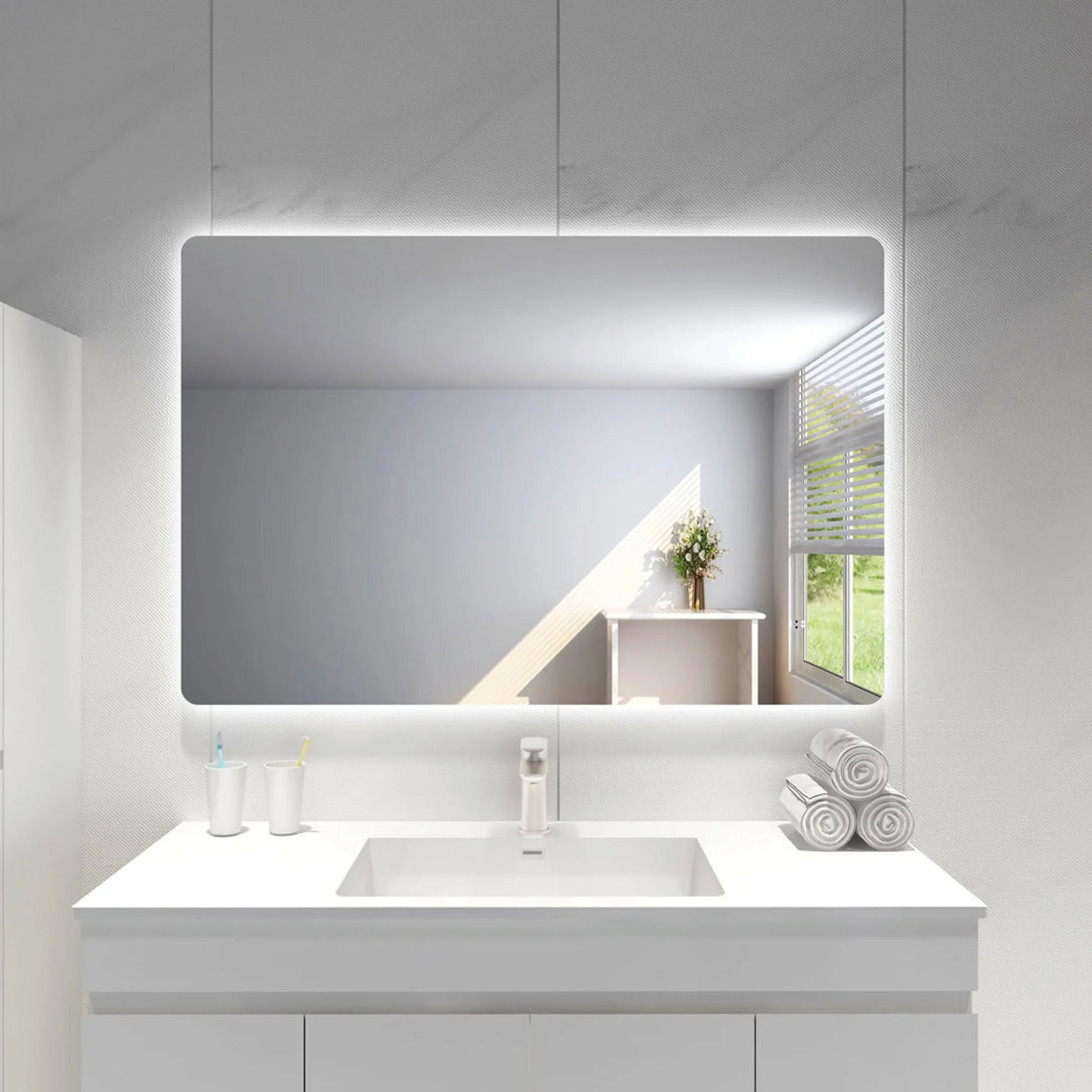 Jasper Rectangular Touchless 1200 X 750 Frameless LED Mirror - Three Light Temperatures Poseidonbk